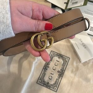 Gucci Tan Leather Belt with Gold Buckle